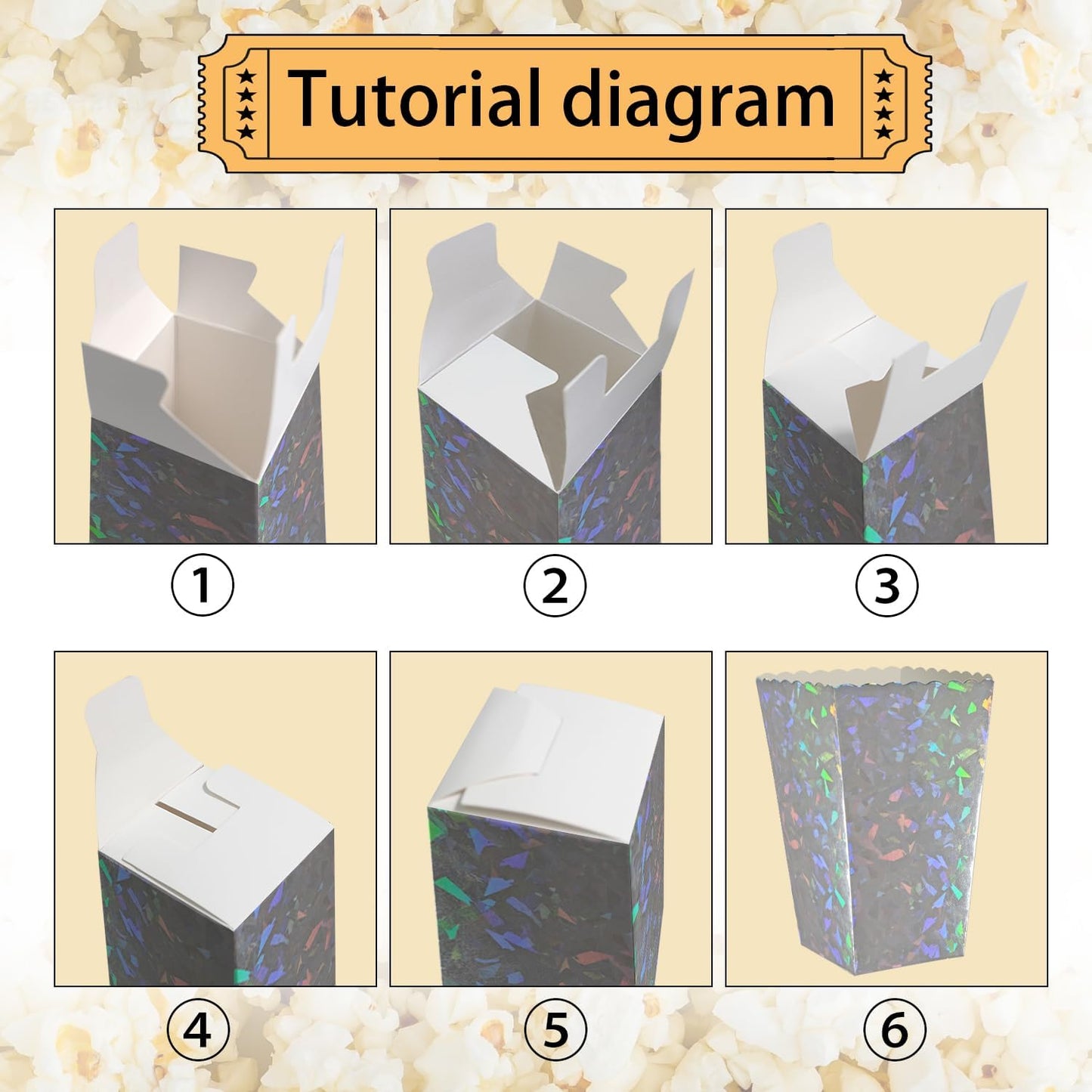 24 Pcs Silver Foil Popcorn Boxes 2 x 4.5 x 2.7 inch Mini Popcorn Boxes Cardboard Popcorn Container for Party Disposable Snack Popcorn Bags