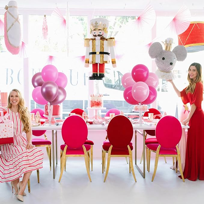 TONIFUL 4 Set Metallic Pink Balloon Stand Centerpiece Table Decorations for Baby Shower Wedding Engagement Bridal Shower Princess Party Decoration Sweet 16th Hot Girl Birthday Party Decorations