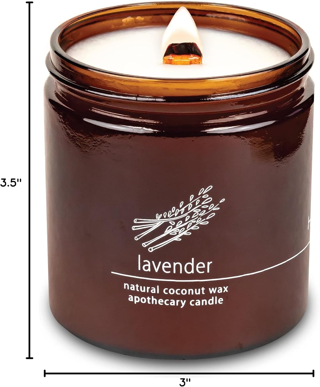 Hemlock Park Crackling Wood Wick Candle Handcrafted with Natural Coconut Wax (Large 16 oz, Lavender)