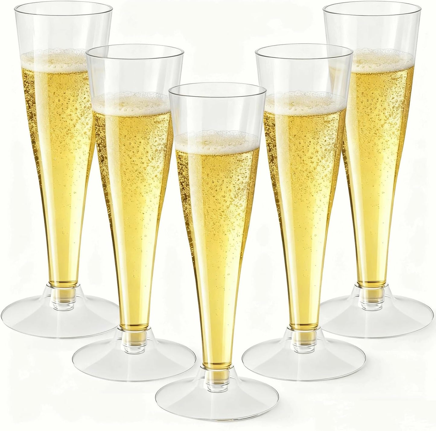 100 Pack Clear Champagne Flutes Plastic Wine Glasses Disposable, 4.5 Oz Transparent Mimosa Glasses for 2025 Wedding Birthday Party Supplies, Bulk Toasting Cocktail Cups