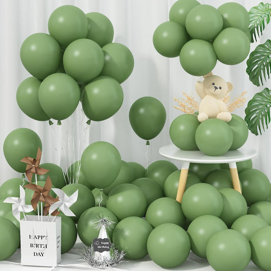 Sage Green Balloons 5 Inch, 60 Pcs Small Eucalyptus Olive Vintage Green Balloon 5'', Mini Matte Dusty Dark Avocado Green Latex Balloons for Birthday Boho Baby Shower Wedding Party Decorations