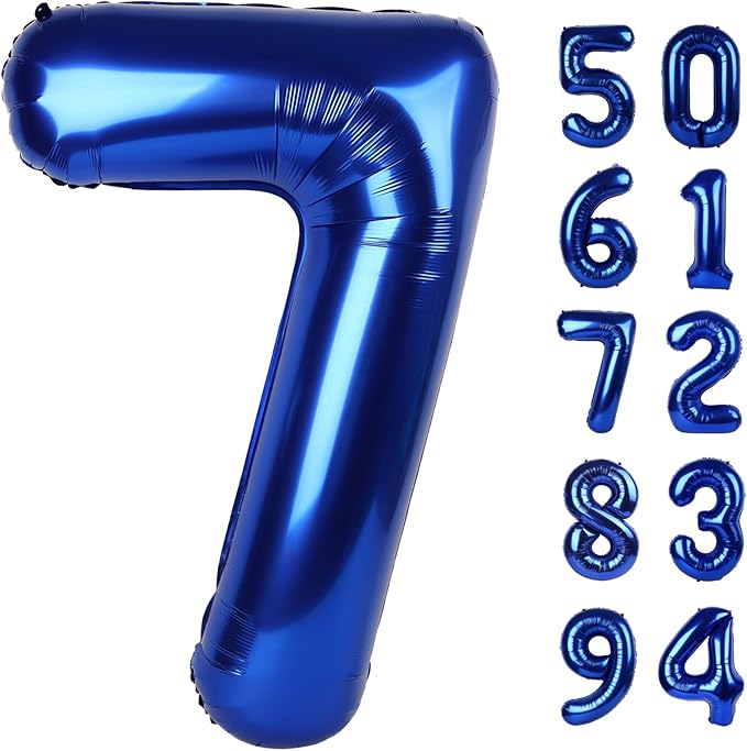 Night Blue 7 Balloon, Number Balloons 40 Inch, 7th Birthday Decorations for Girls Kids, Party Decoration for Women, Number 7 Balloon