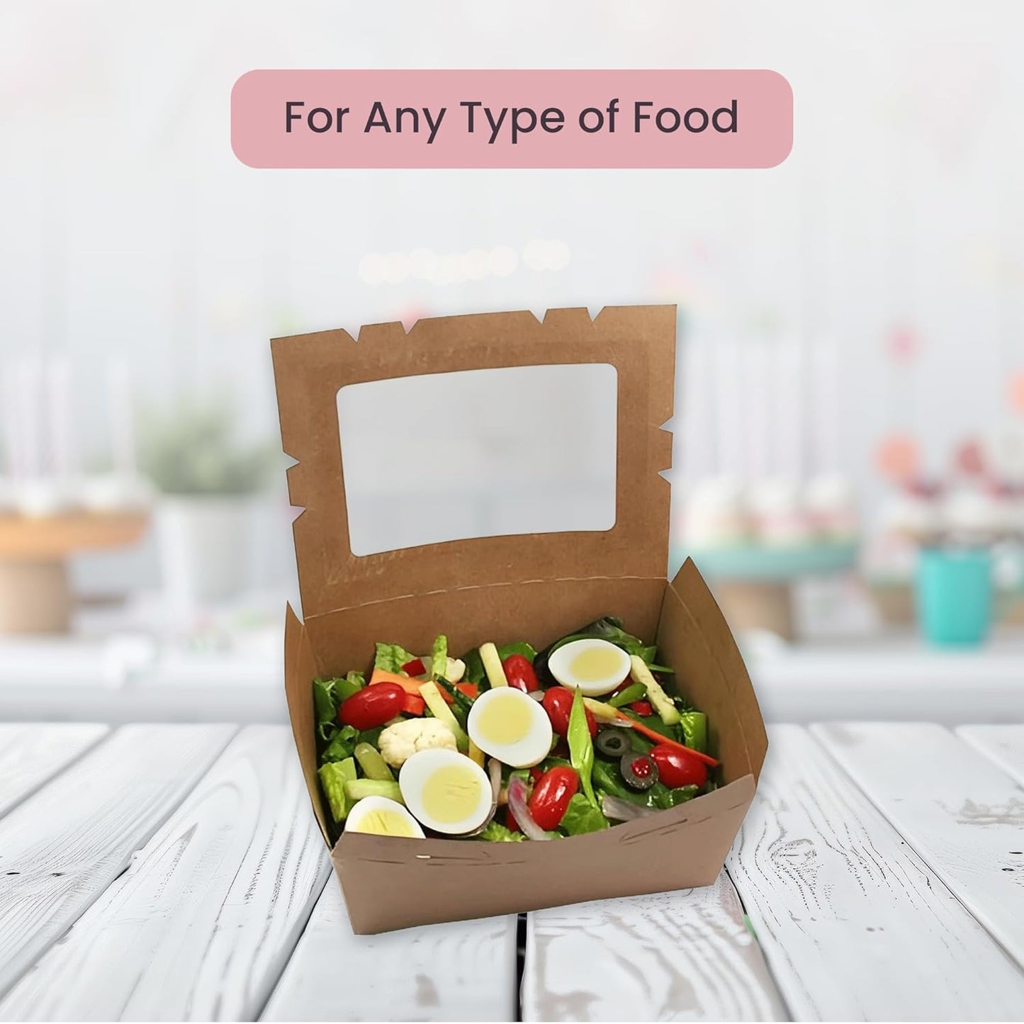 FC Meyer MeyerWindow #3 Kraft Boxes With Window, Disposable Paperboard Take Out Cartons, Bakery Boxes, Lunch Box & Go To Food Storage Container, 7 3⁄4” x 5 1⁄2” x 2 1⁄2“, Small Pack of 15