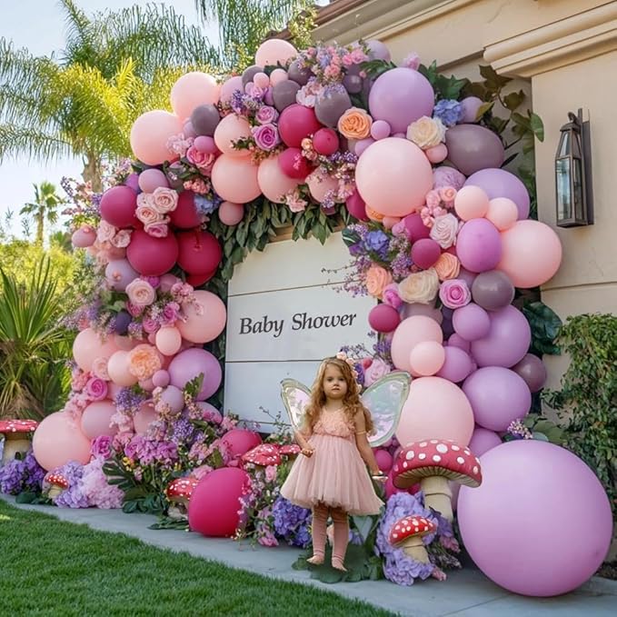 Purple Pink Balloon Garland Double Stuffed Lavender Lilac Balloons Different Sizes Pastel Balloons Hot Pink Lavender Balloon Arch Kit for Birthday Baby Shower Wildflower Wedding Spring Party Decor