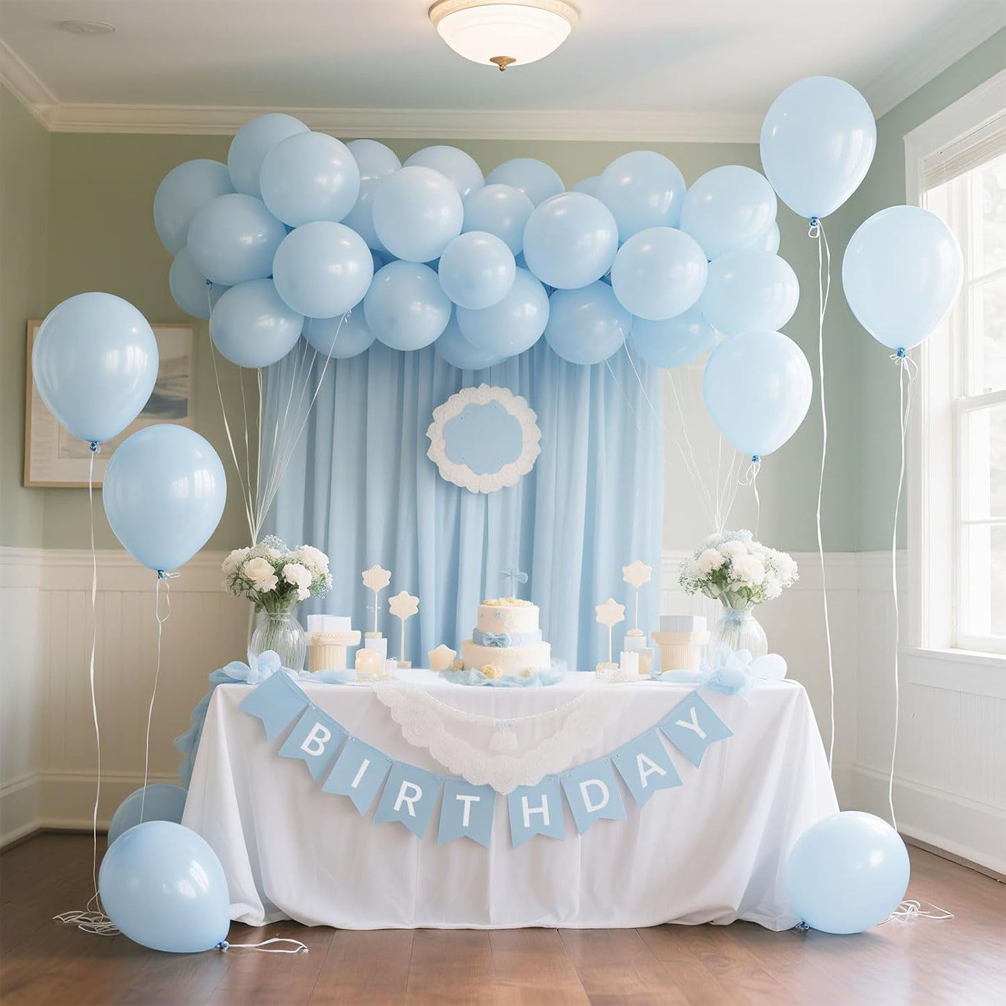 Pastel Blue Latex Party Balloons 160 Pack 5 inch Round Light Blue Balloons for Wedding Baby Shower Gender Reveal Birthday Party Decoration
