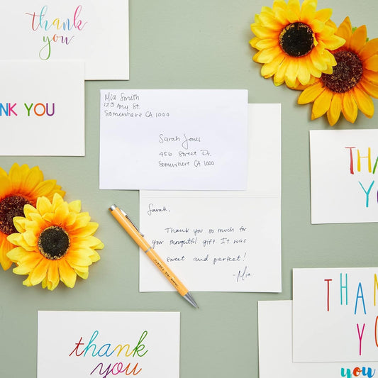 Juvale Thank You Cards with Envelopes - Bulk Blank Thank You Notes & Cards for Kids & Adults - 6 Assorted Rainbow Designs - White, 48 Pack, 4 x 6 In