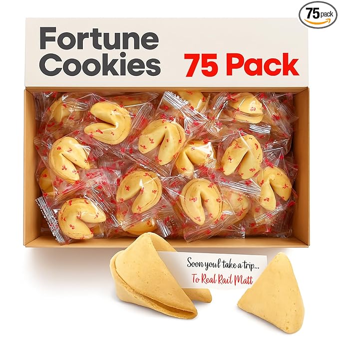 Fortune Cookies | Individually Wrapped Fortune Cookies for Christmas, Parties, Weddings, Events, and Celebrations with Fun Fortunes Multiple options Pack (75 Pack)