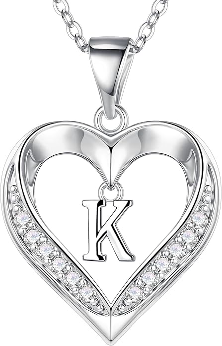 TURANDOSS Valentines Day Gifts for Kids Teen Girls - Heart Initial Necklaces, Dainty 14K Gold Plated CZ Heart Letter A-Z Pendant Necklace Trendy Jewelry Valentines Day Gifts for Wife Girlfriend