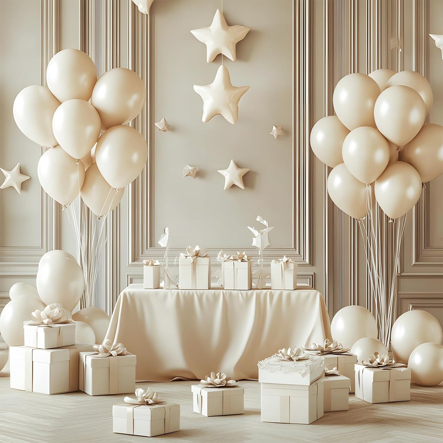 RUBFAC 92pcs White Sand Balloons Different Sizes 18 12 10 5 Inch for Garland Arch White Cream Beige Balloons for Happy New Year Decorations 2024 Birthday Party Graduation