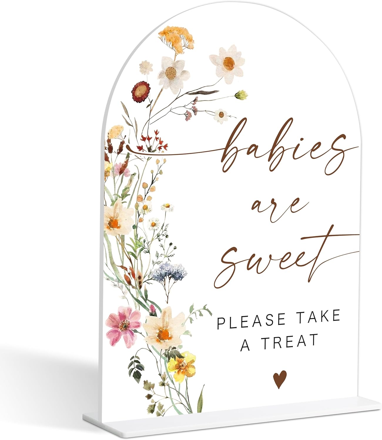 Baby Shower Sign, Flower Style Baby Shower Dessert Table Decor for Gender Reveal Party, Centerpiece Party Decorations, Gender Reveal Gifts, 6X8 Inch Acrylic Arch Sign with Stand,17