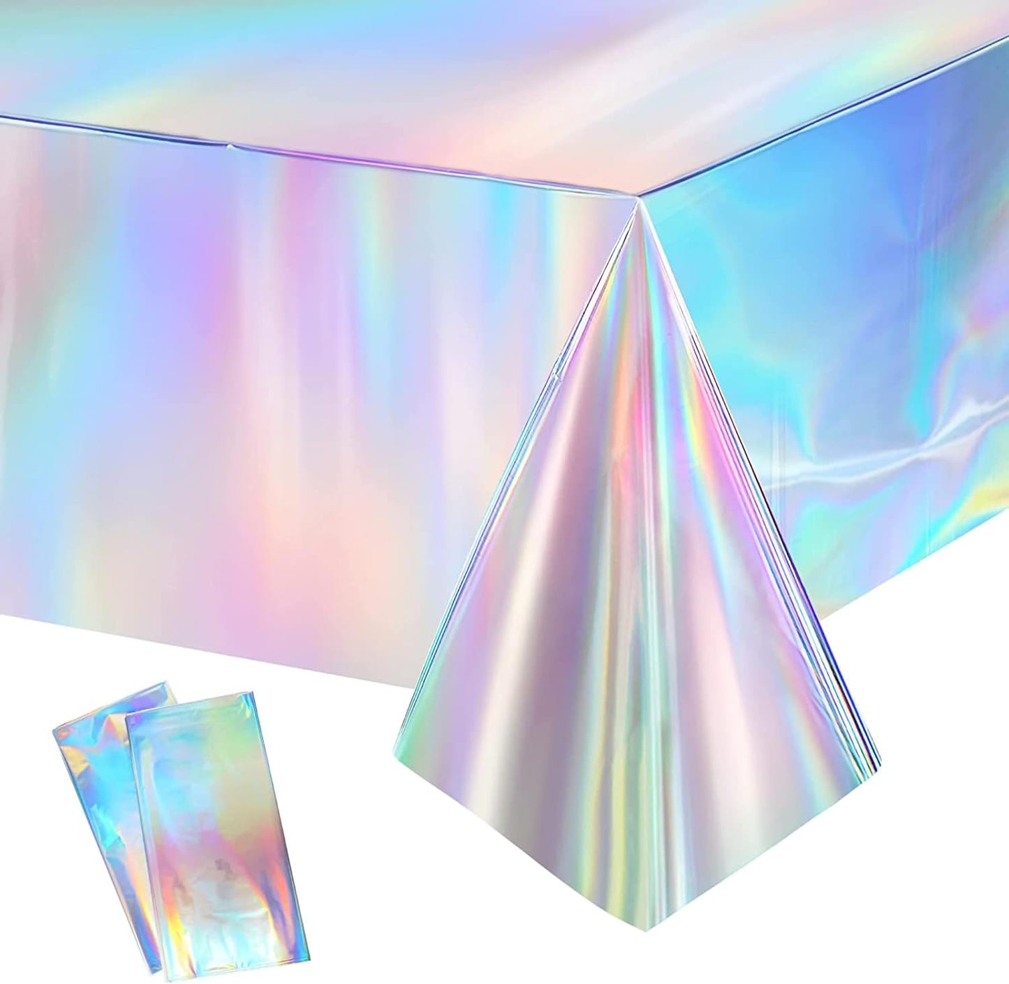 GREATRIL Iridescent Party Table Cloths Disposable Tablecloth for Mermaid/Under Sea/Frozen/Demon Theme Birthdays Party Decorations Rectangle Tablecover 54'' x 108'' - 2 Packs