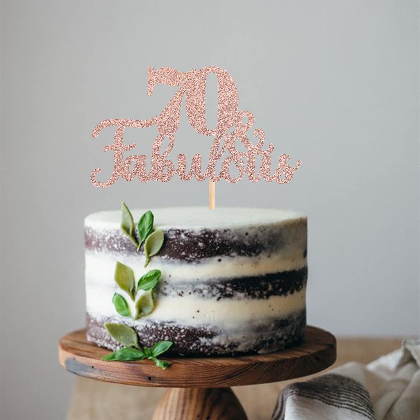 1 PCS 70 & Fabulous Cake Topper Glitter Seventy and Fabulous Cake Toppers Happy 70th Birthday Cake Pick for 70th Wedding Anniversary Birthday Party Cake Decorations Supplies Rose Gold