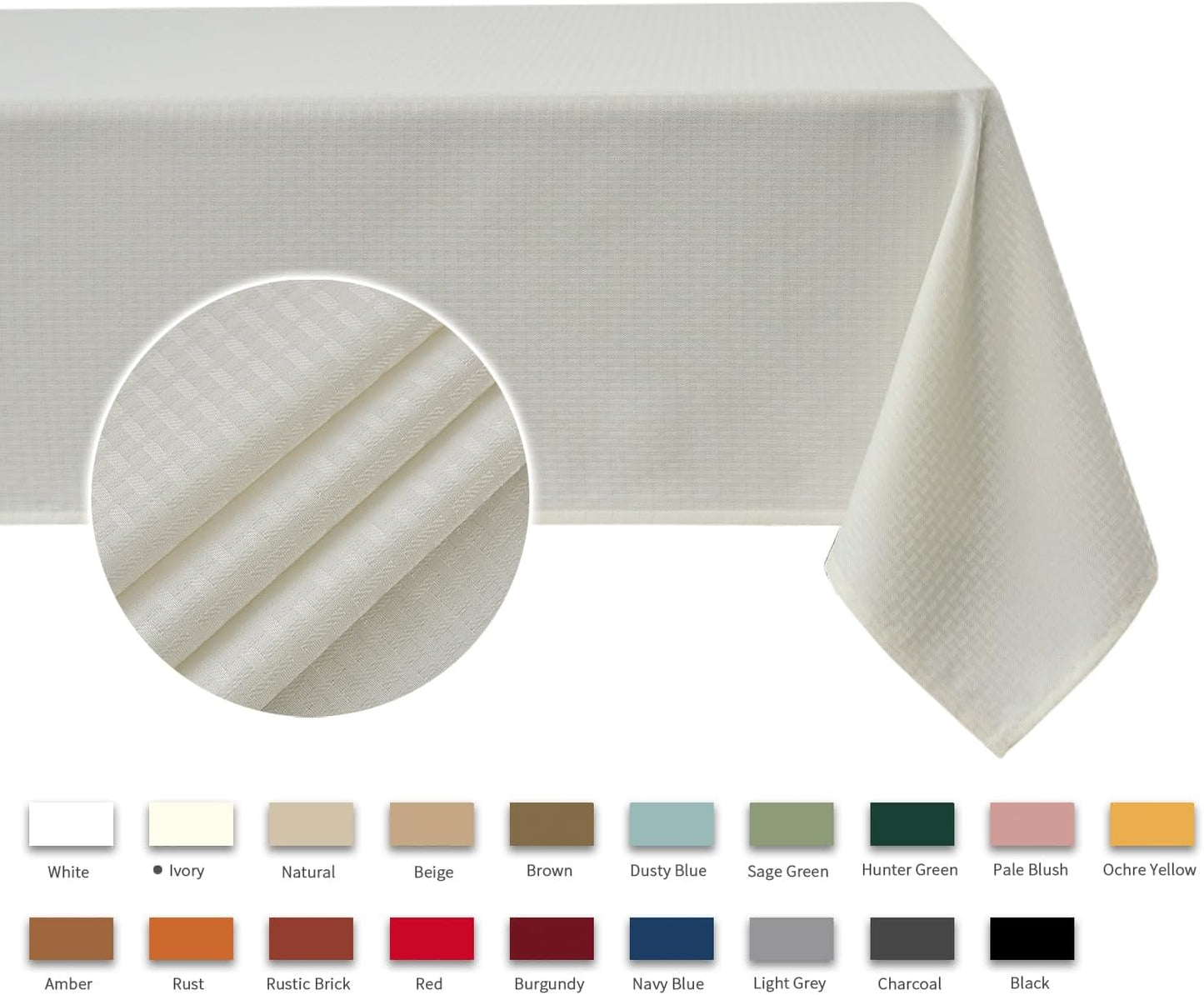 maxmill Tablecloth Weaved Texture Stain Resistant Waterproof, Wrinkle Resistant Washable Table Cloth, Fabric Table Cover for Dining Room, Indoor Outdoor Use, Rectangle 70 x 120 Inch, Ivory