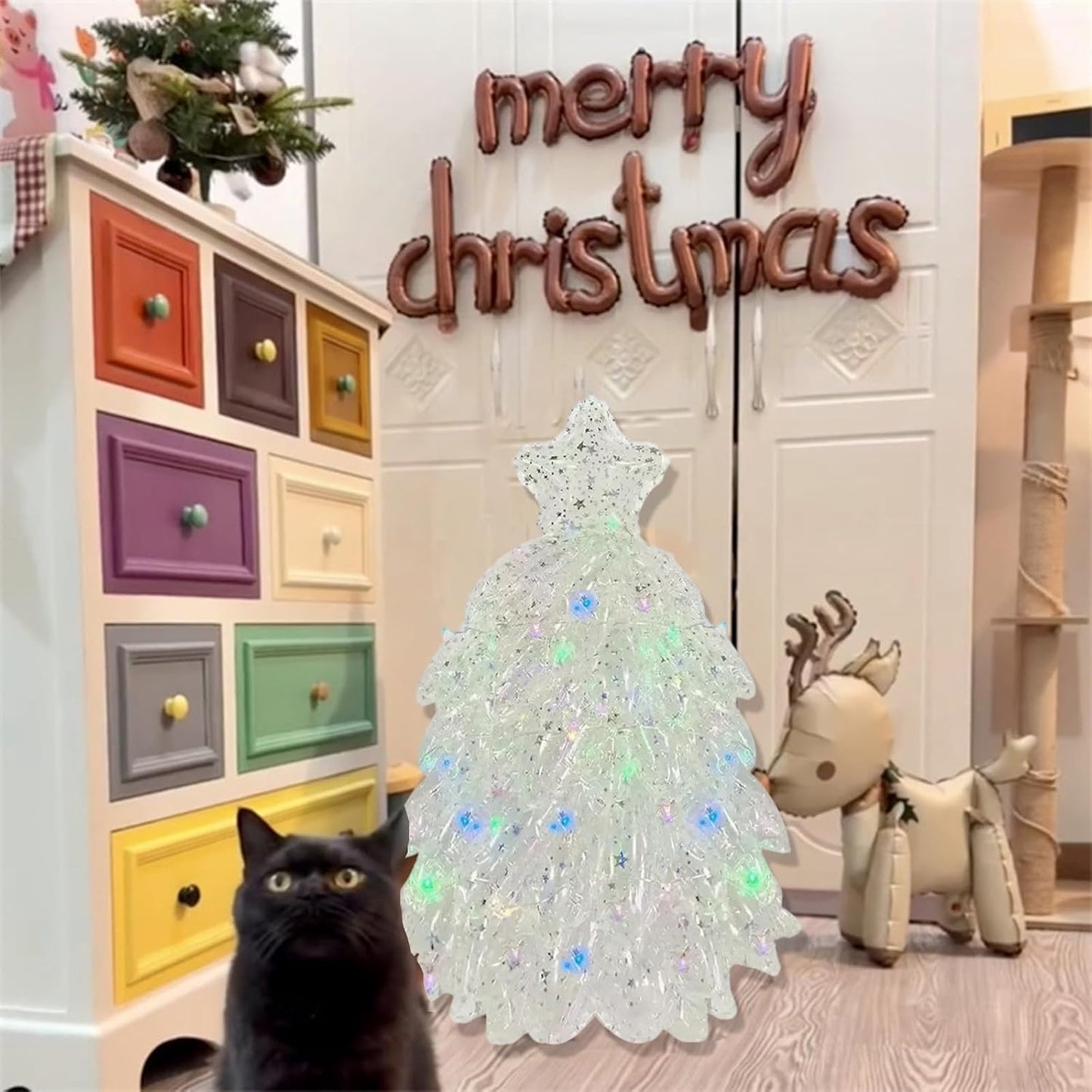 4D Iridescent Christmas Tree Balloons Large Self Standing Foil Xmas Tree Balloon Mylar Christmas New Year Themed Party Decorations Supplies
