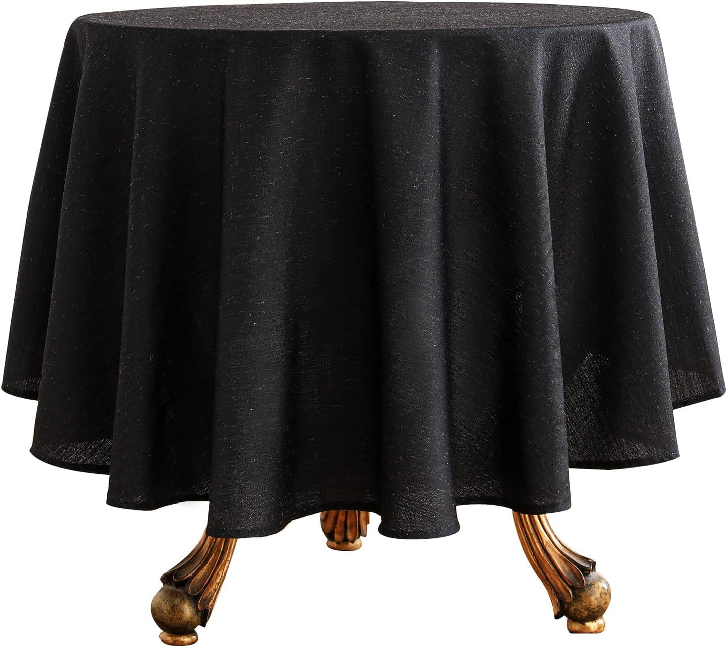ISAENNE Black Tablecloth for Round Tables,Linen Table Cloth Solid Color Plain Simplicity,Heavy Durable Table Cover for Dining Kitchen Decor Party Banquet,Diameter 67"
