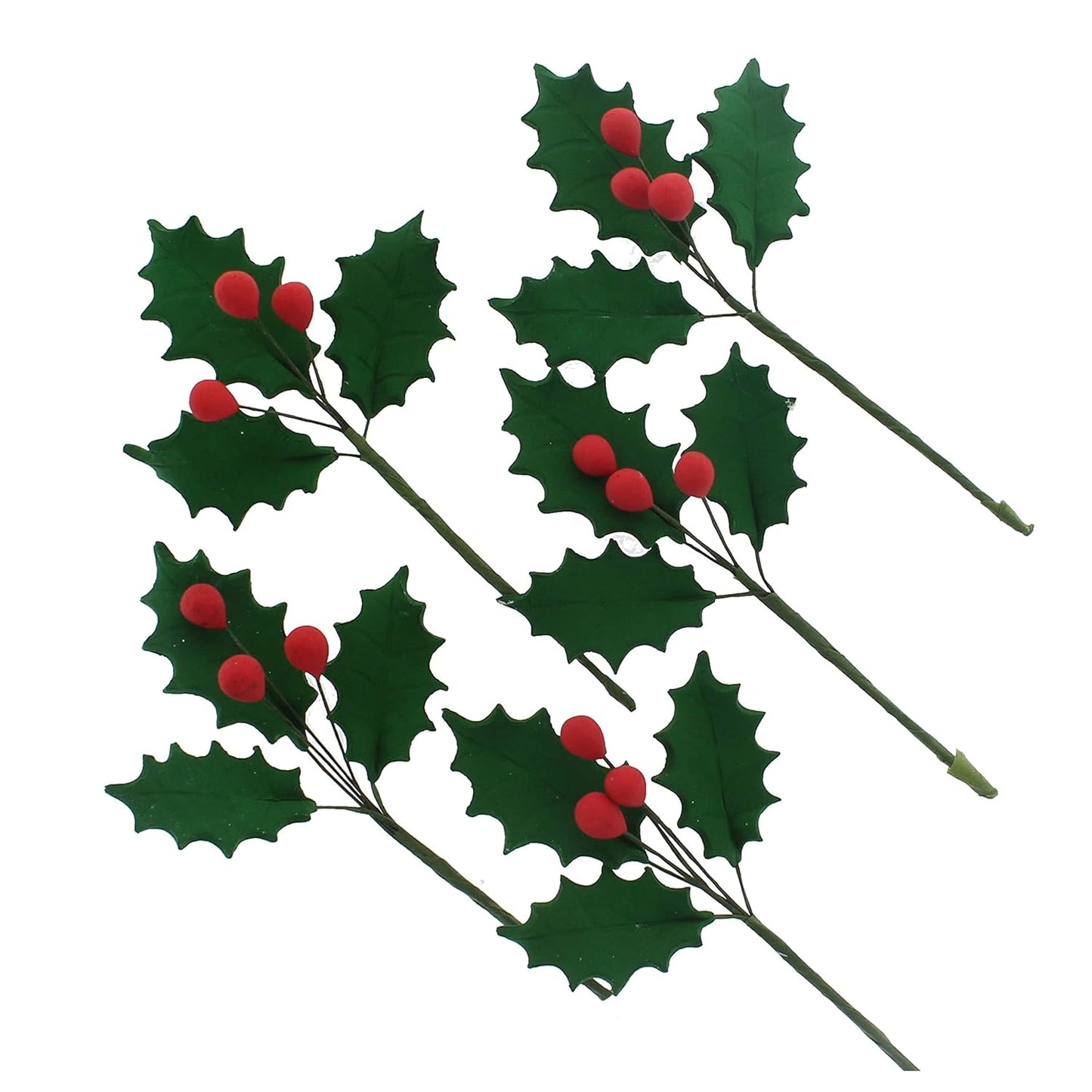 Global Sugar Art Christmas Cake Holly, 3-Leaf Sugar Cake Flower Spray, 5 Count by Chef Alan Tetreault