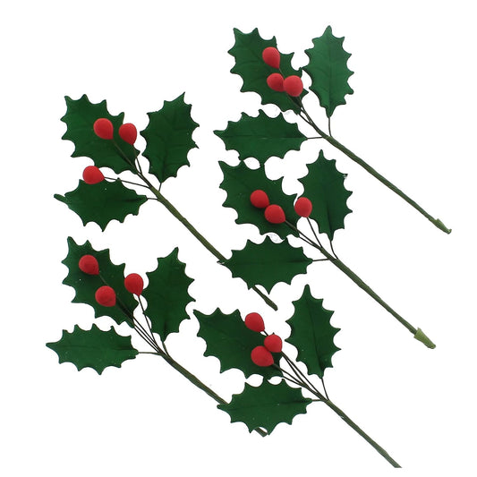 Global Sugar Art Christmas Cake Holly, 3-Leaf Sugar Cake Flower Spray, 5 Count by Chef Alan Tetreault
