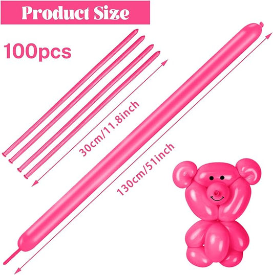 100 pcs 260 Long Balloons (Hot Pink Balloons)
