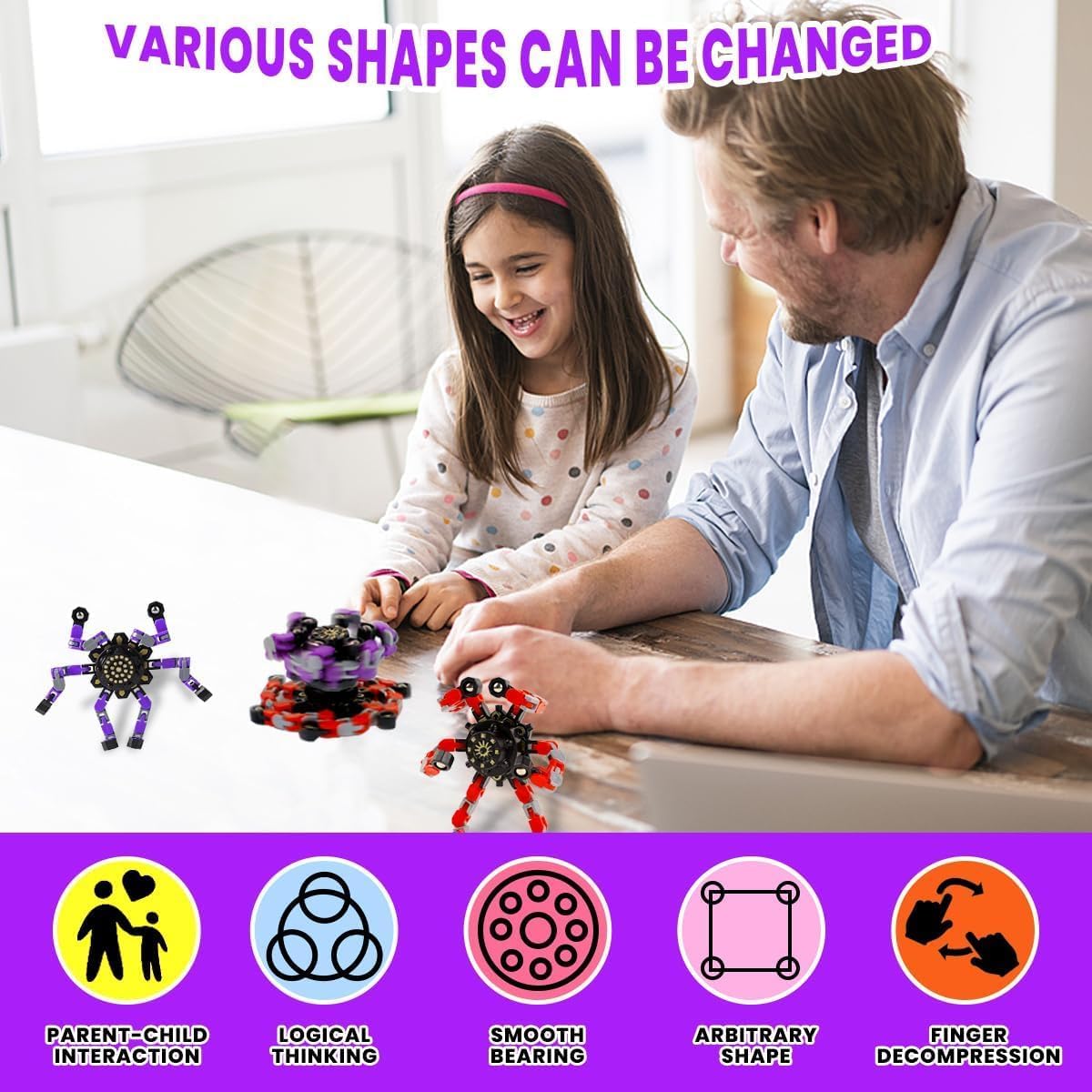 24pcs Transformable Fidget Spinners Children's Advanced Fidget Toys for Stress Relief Ideal Fidget Spinners for Sensory Toys for Boys and Girls with Autism，Party Favors