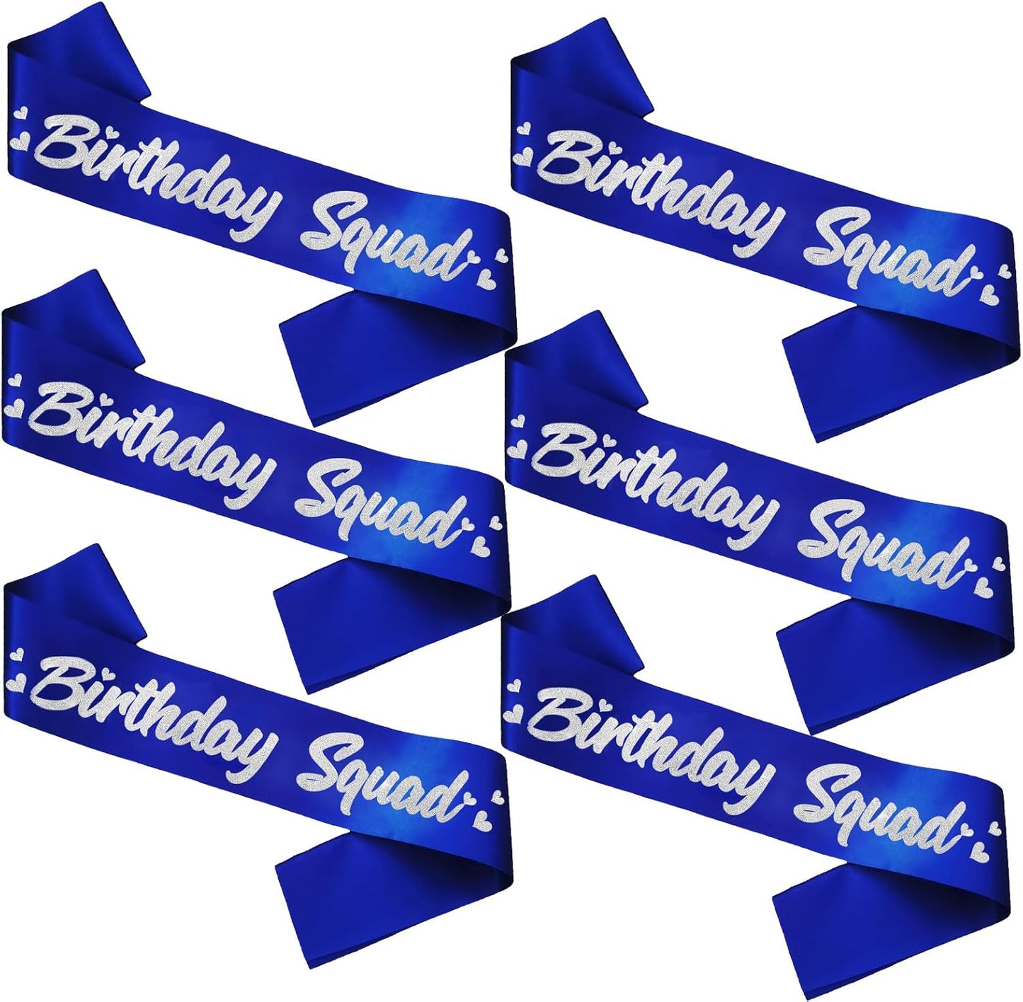 6 Pieces Birthday Squad Sash Set Royal Blue with Silver Glitter Lettering Birthday Sash for Women Funny Party Favors Decorations for Sweet 16 18th 21st 25th 30th 40th 50th or Other Bday