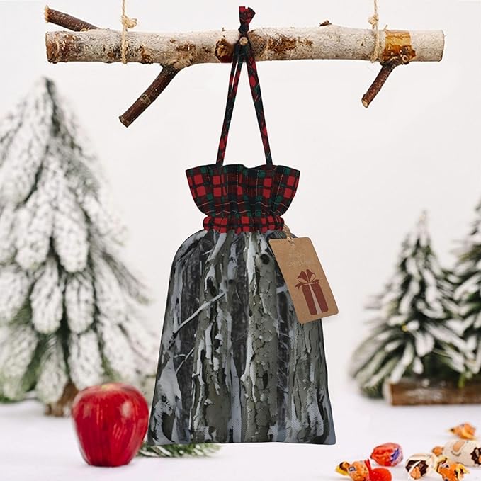 PULaif Cold Tree Camouflage Christmas Drawstring Gift Bags, Large Size Christmas Bags For Gifts Party Favors, Xmas Gift Bags