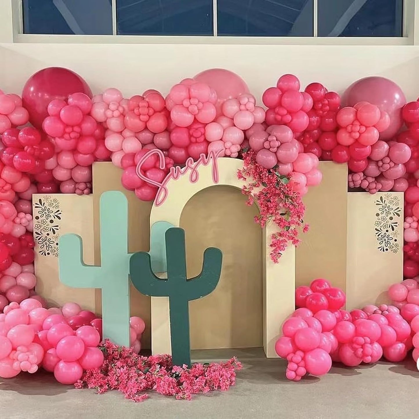 Rose Red Balloons, Scmdoti Fuschia Pink balloons Balloons Different Sizes 18 12 10 5 Inches, Pink Red Balloon Garland Arch for Boho Party Birthday Baby Shower Bridal Shower Decorations(Rose Red)