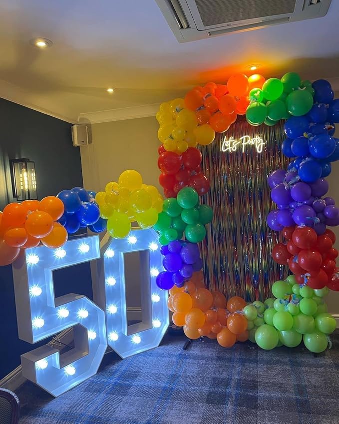 KBZVNAF Rainbow Balloons Latex Party Balloons - 50 Pack 12 inch Helium Assorted Bright Balloons for Wedding Baby Shower Birthday Party Decorations