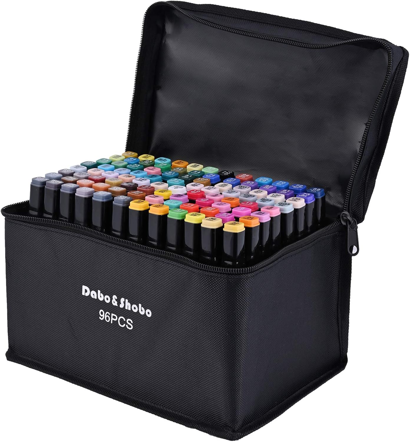 Dabo&Shobo 96 Color Alcohol Marker Pen, Bright Permanent Markers For Coloring, Markers For Adults Coloring Book, Wide Chisel And Fine Tip, Dual Tip Design Equipped with Black Suitcase