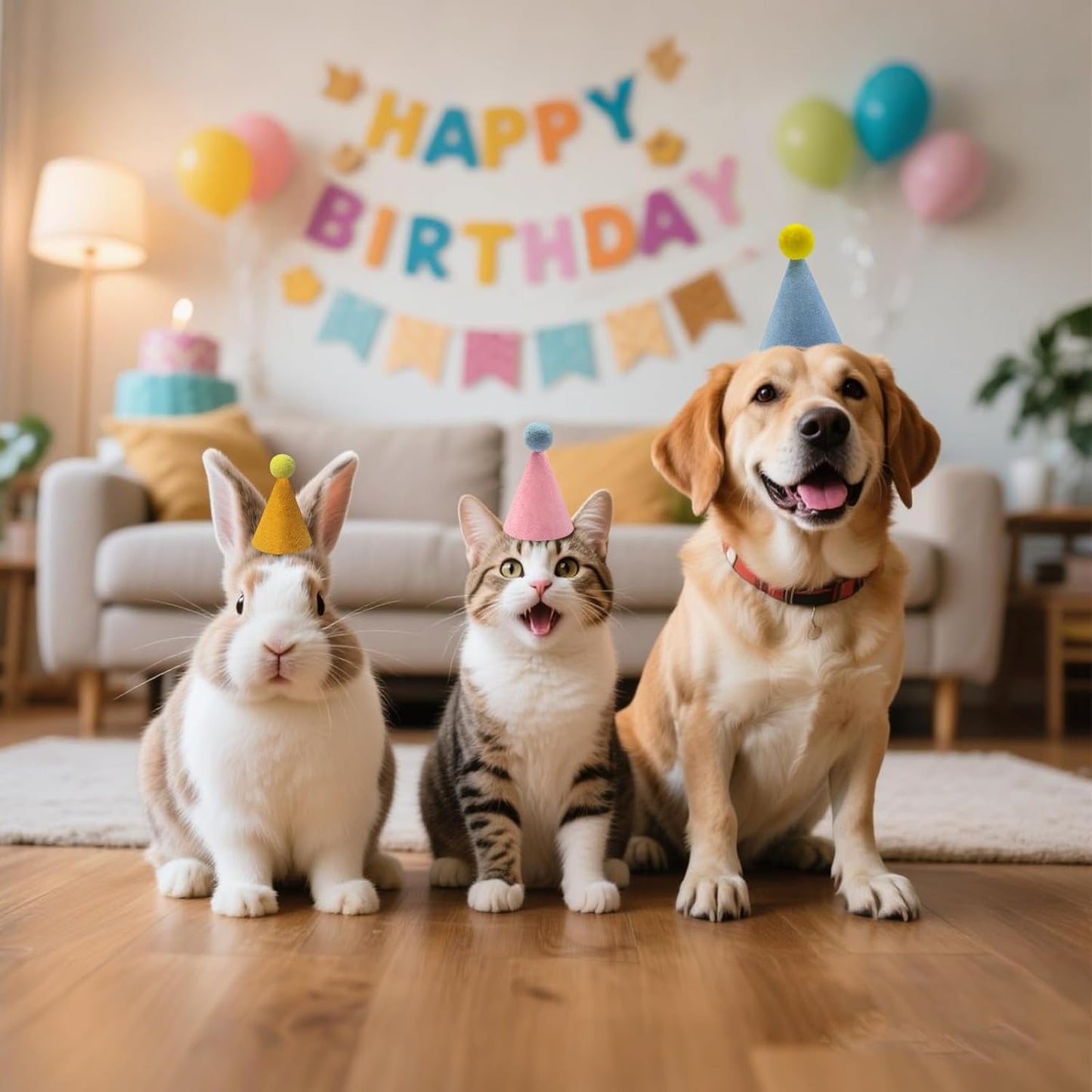 12 Pcs Colorful Mini Party Hats for Stuffed Animals, Birthday Party Felt Cone Hat for Cat Dolls Dog Rabbit Puppies Birthday Party Decorations