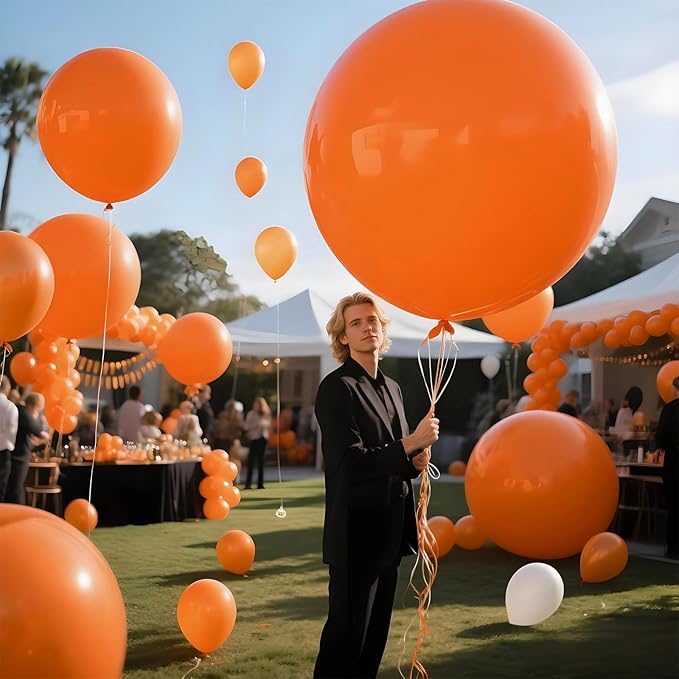 KAWKALSH Orange Balloons 9pcs, 36 Inch Large Orange Balloons for Balloon Garland Arch as Birthday Party Decorations, Wedding Decorations