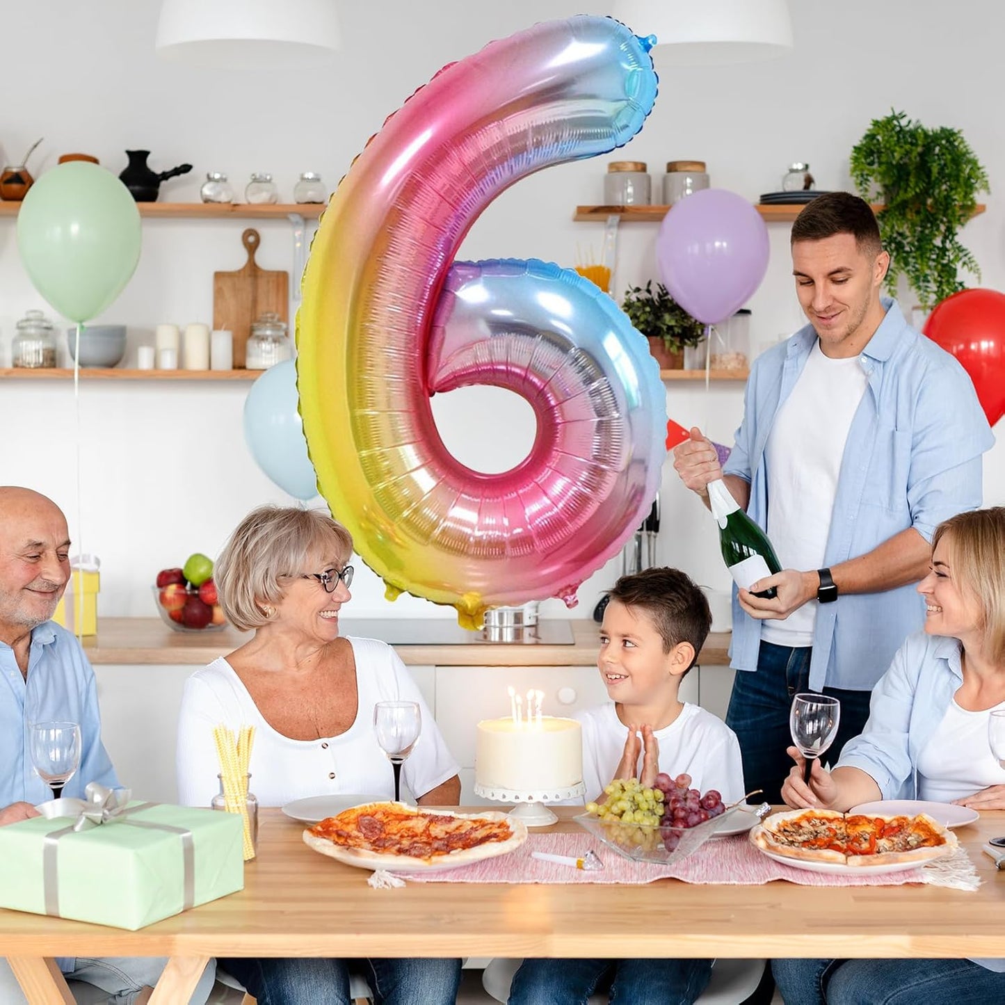 Smlpuame 40 Inch Number Balloons 0-9 Rainbow Gradient Large Number 1 Balloons, Digital Balloons for Birthday Party Celebration Decorations, Helium Foil Number Balloons for Wedding Anniversary