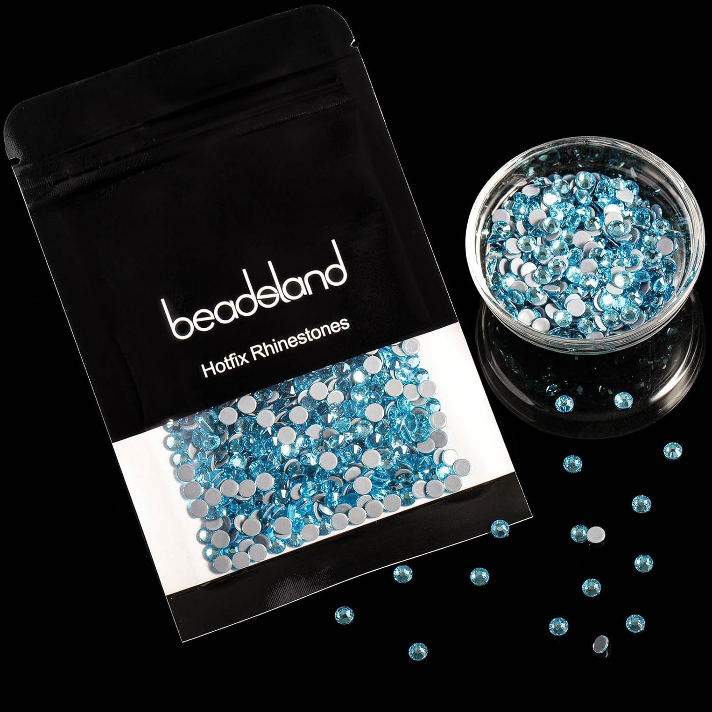 Beadsland Hotfix Rhinestones, 288pcs Crystal Rhinestones for Crafts Clothes DIY Decoration, Aquamarine, SS34, 7.0-7.3mm