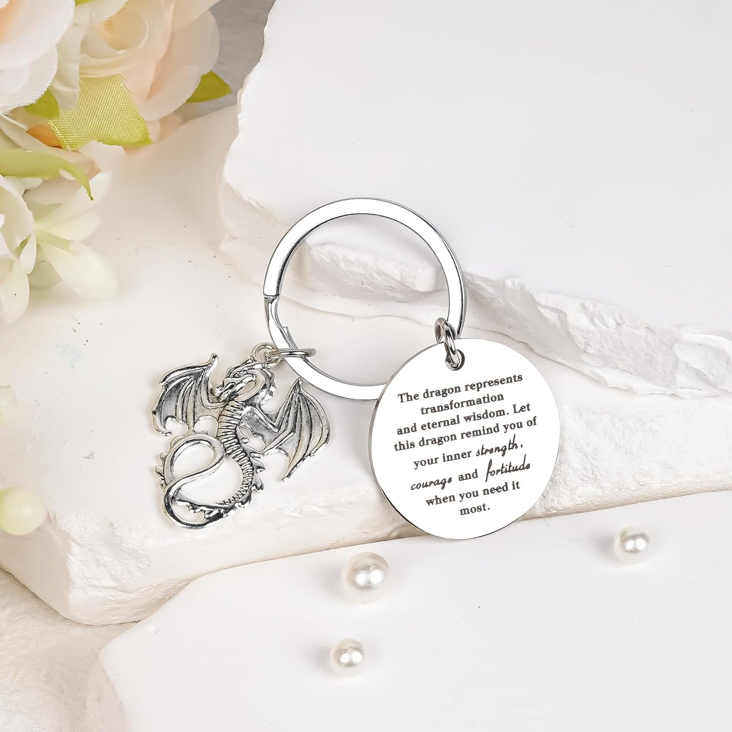 Inspirational Gifts Motivational Keychains - Elephant Dragon Flamingo Encouragement Uplifting Gift for Men Women Christmas