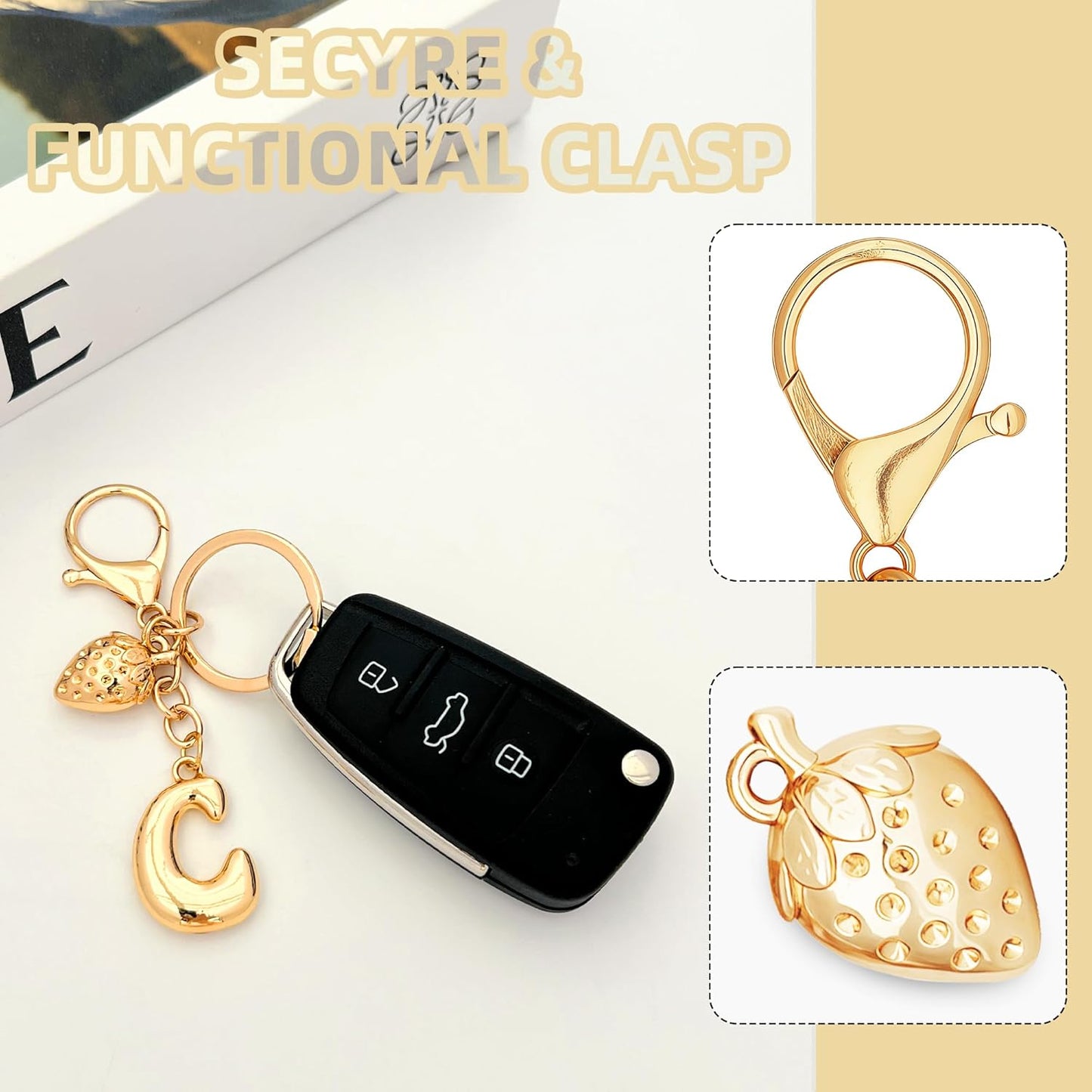 Gold Bubble Heart Initial Bag Charms for Handbags – Cute Initial Letter Keychain for Women, Purse Charms, Gold Gift