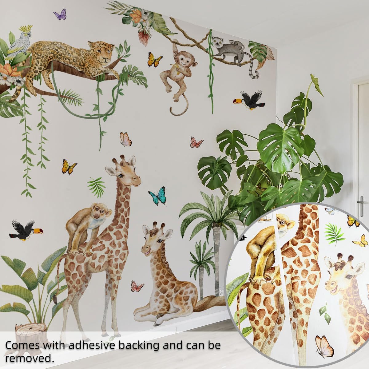 Branches Vines Hanging Cheetah Huge Wall Stickers Living Room Bedroom Nursery Decoration Self Adhesive Wallpaper