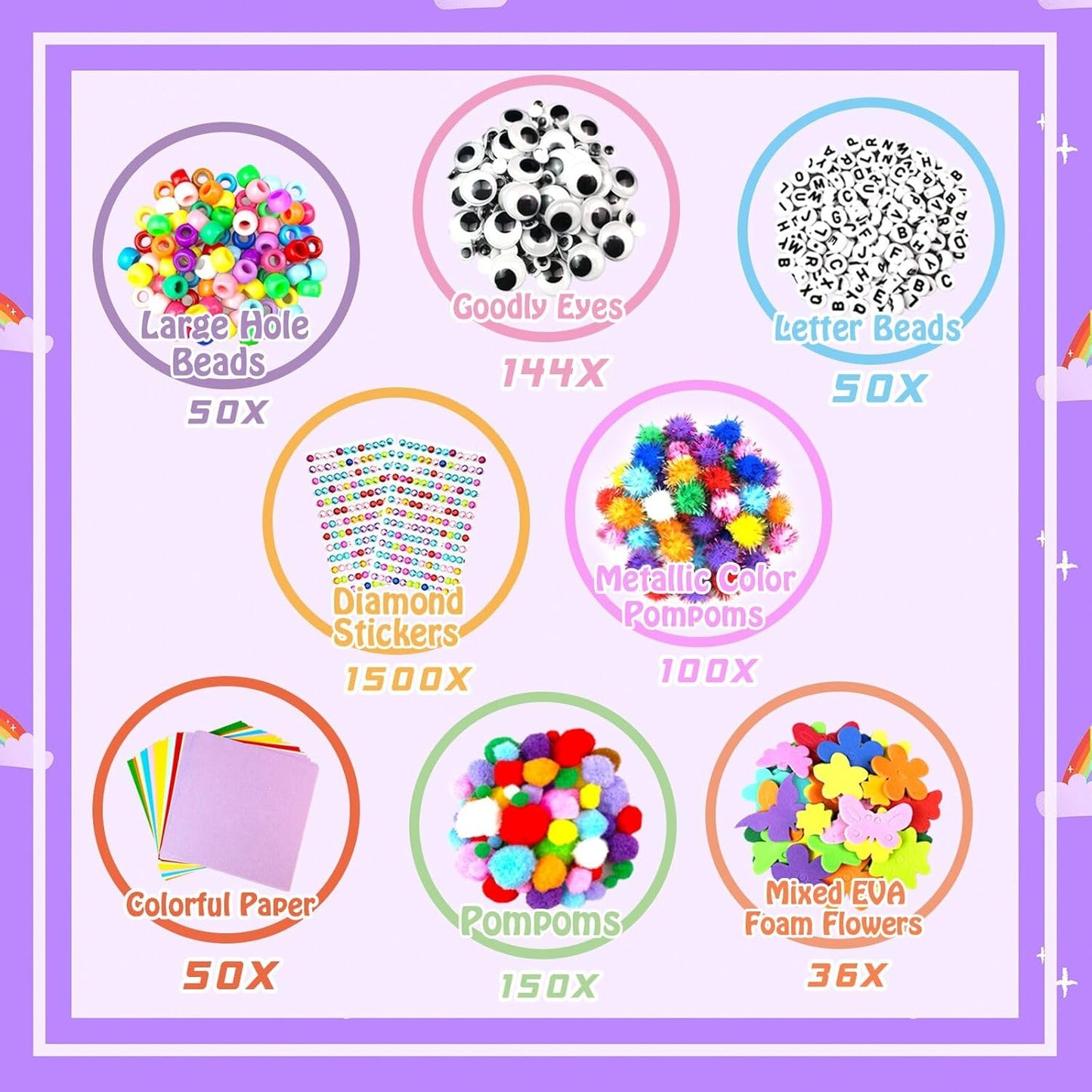 3000Pcs Arts and Crafts Supplies for Kids Craft Kits with Pipe Cleaners Crafting Supply All in 3 Layered Craft Box DIY Crafts for Kids Ages 4-8 8-12 Homeschool Supplies Toys Gifts for Girls & Boys