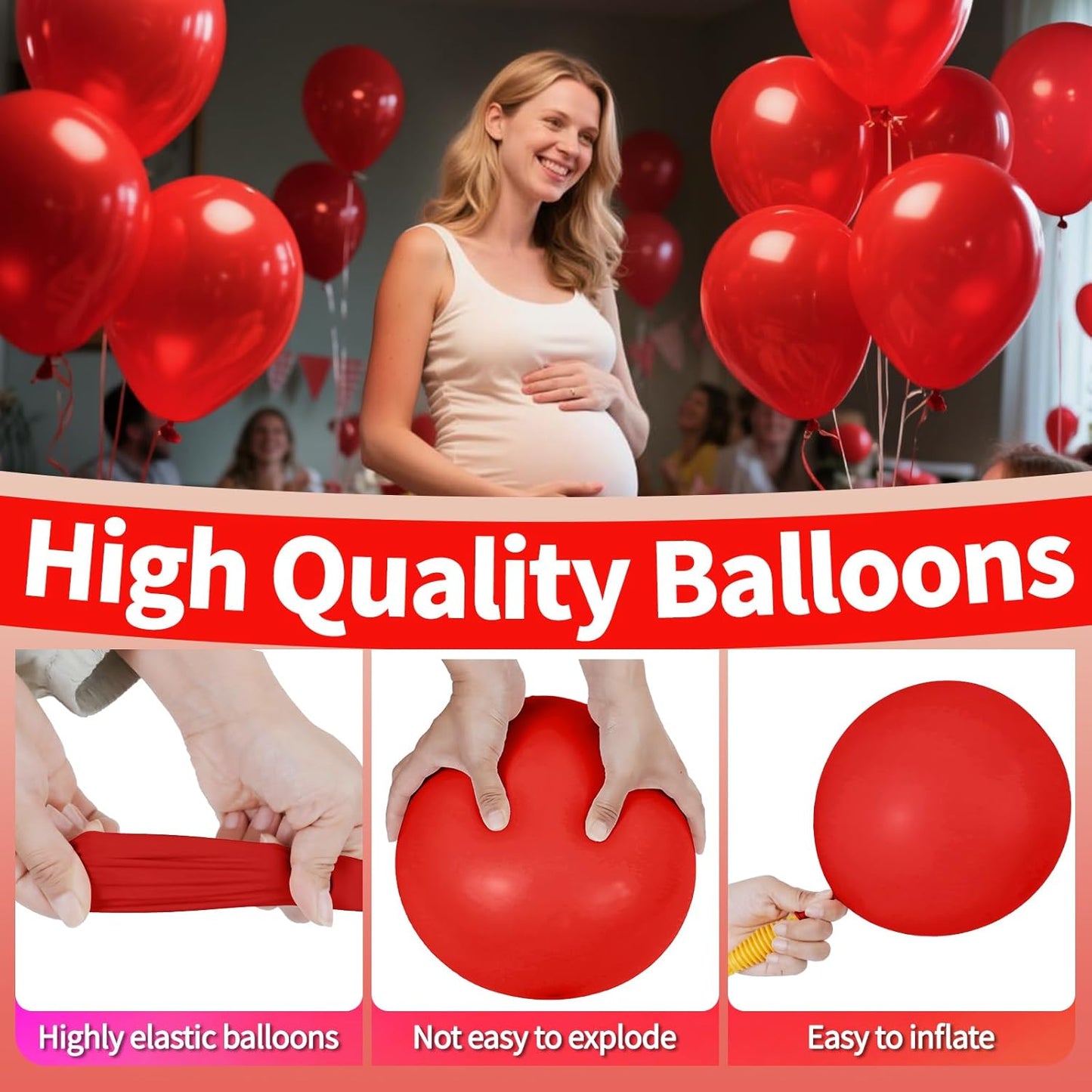 KAWKALSH Red Balloon 110pcs, 12 Inch Thickened Latex Party Balloons Helium Bright Color for Birthday Baby Shower Wedding Party Supplies Arch Garland Decoration