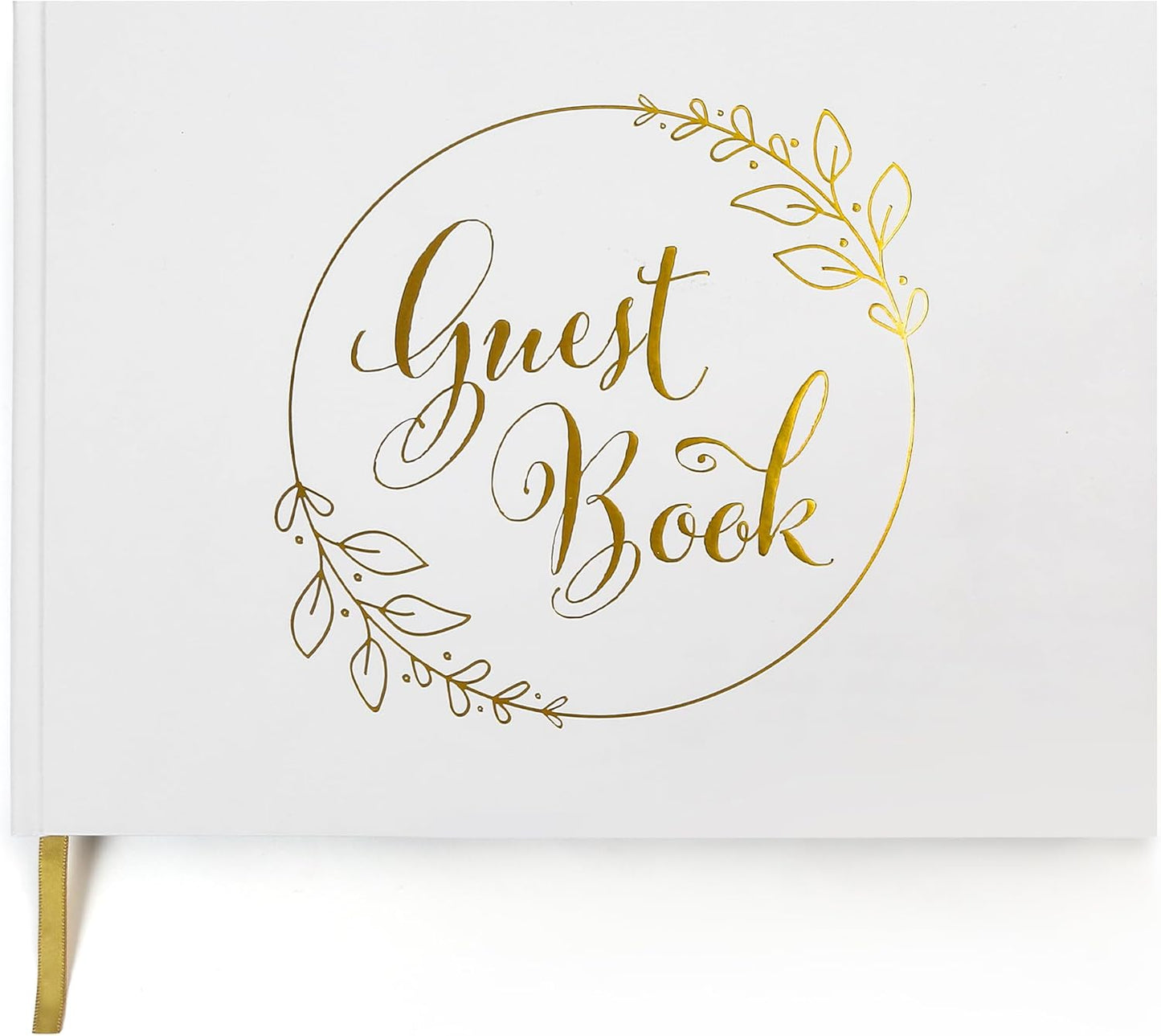 LotFancy Wedding Guest Book, 10x8’’ Sign in Book, Polaroid Guest Book with 128 Pages, Gold Foil Hardcover, Guestbook for Wedding Reception, Bridal Shower, Birthday and Special Events