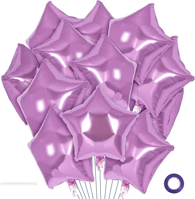 20 Pcs Star Balloons,18 Inch Purple Star Foil Balloons,Stars Shaped Balloon Mylar Helium Balloon for Birthday Party Anniversary Wedding Baby Shower Decorations (Lipurple)
