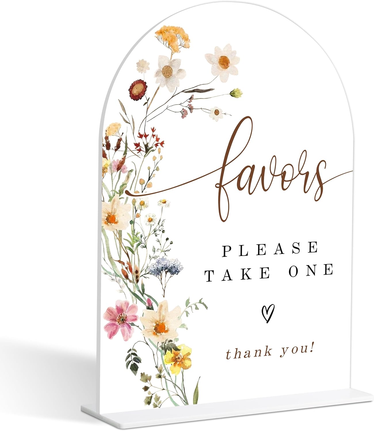 Flower Style Favors Please Take One Sign for Wedding, Bridal Shower and Reception, Dessert Table Decorations, Bridal Shower Decorations, Wedding Shower Favors, 6X8 Inch Acrylic Arch Sign with Stand,13