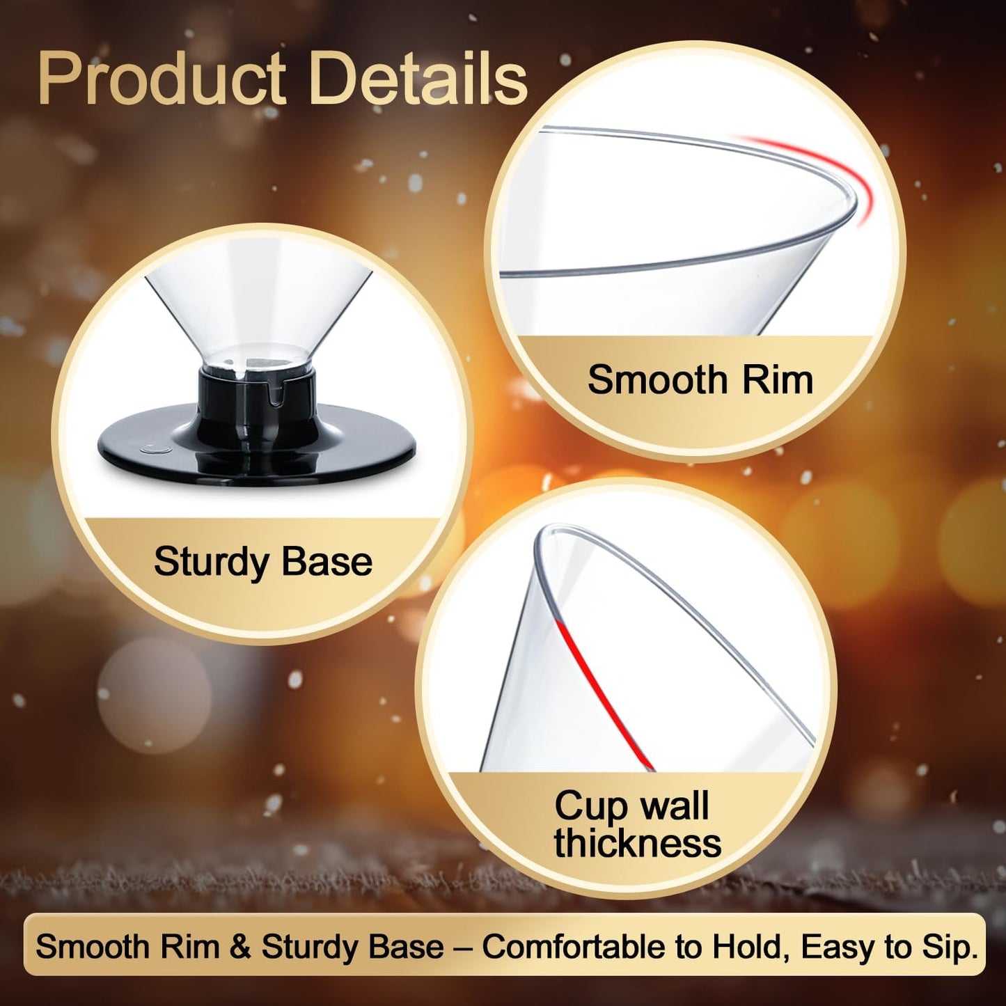 50 Pcs Mini Stemless Martini Glasses Set with 100 Cocktail Picks and 50 Mini Spoons, 5 oz Plastic Martini Glasses Disposable, Clear Martini Cups for Parties, Weddings,Holidays, Catering