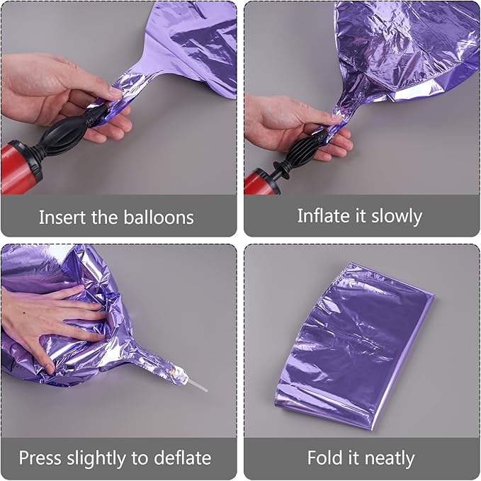 PartyWoo Metallic Purple Foil Balloons 6pcs 22 Inch Large Round Foil Big Giant 4D Jumbo Inflatable Mirror Ball Mylar Balloons for Halloween Girl Princess Birthday Baby Shower Party Decorations