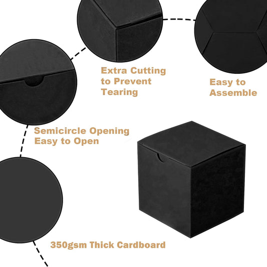 SHIPKEY 10 Pack Black Cardboard Gift Boxes with lids |4x4x4inch Square Boxes | Small Gift Boxes Suitable for Party, Wedding, Christmas, Holidays, Birthdays and All Other Occasions (10x10x10cm)