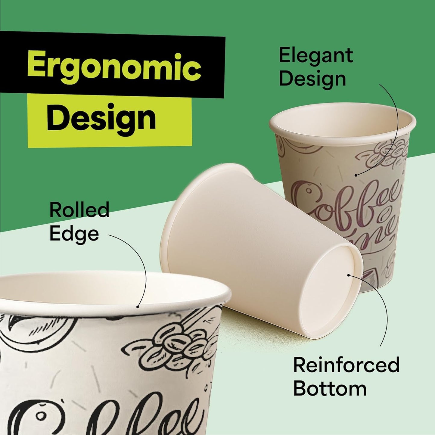 EconoHome 12 oz 50 Pack Disposable Coffee Paper Cups - Paper Cups for Hot and Cold Drinks, Tea, Water, and Juice