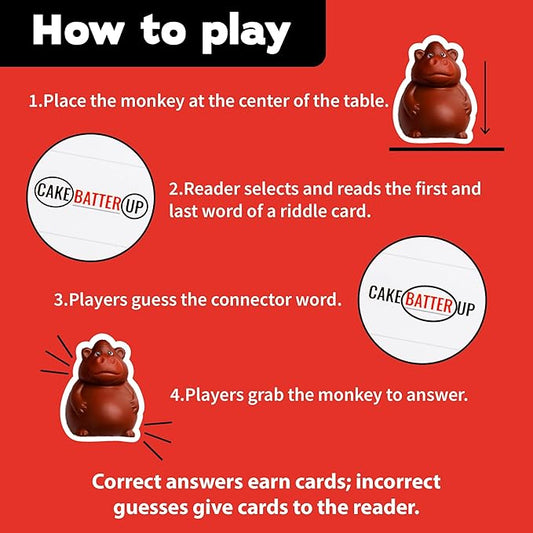 Chunky Monkey Business, Funny Fill-in-The-Blank Word Guessing Brain Teaser Party Game for Game Nights, Family Fun, and Groups, Ages 10+