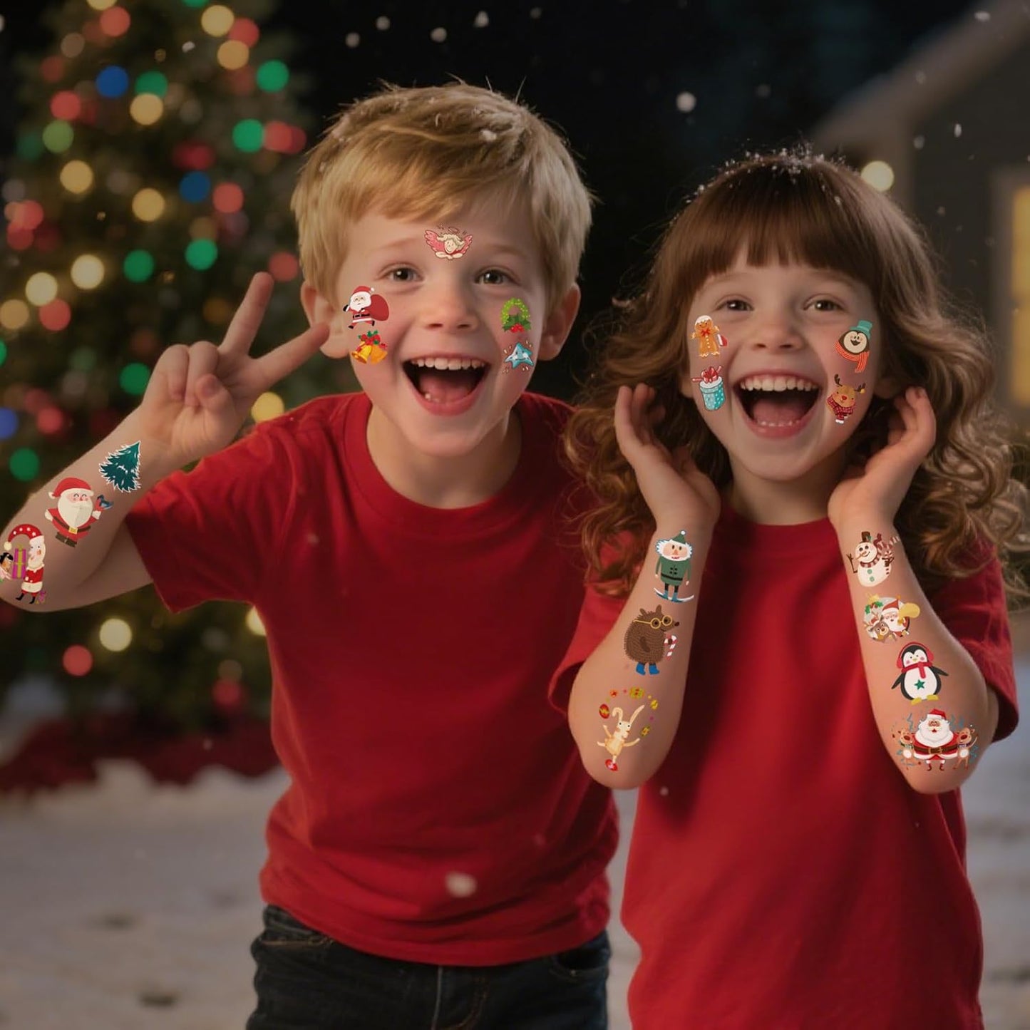 Christmas Temporary Tattoos for Kids - 20 Sheets Unique Non Repetitive Designs Christmas Stocking Stuffers for Boys and Girls,Xmas Decorations Supplies Christmas Party Favor for Kids 120+