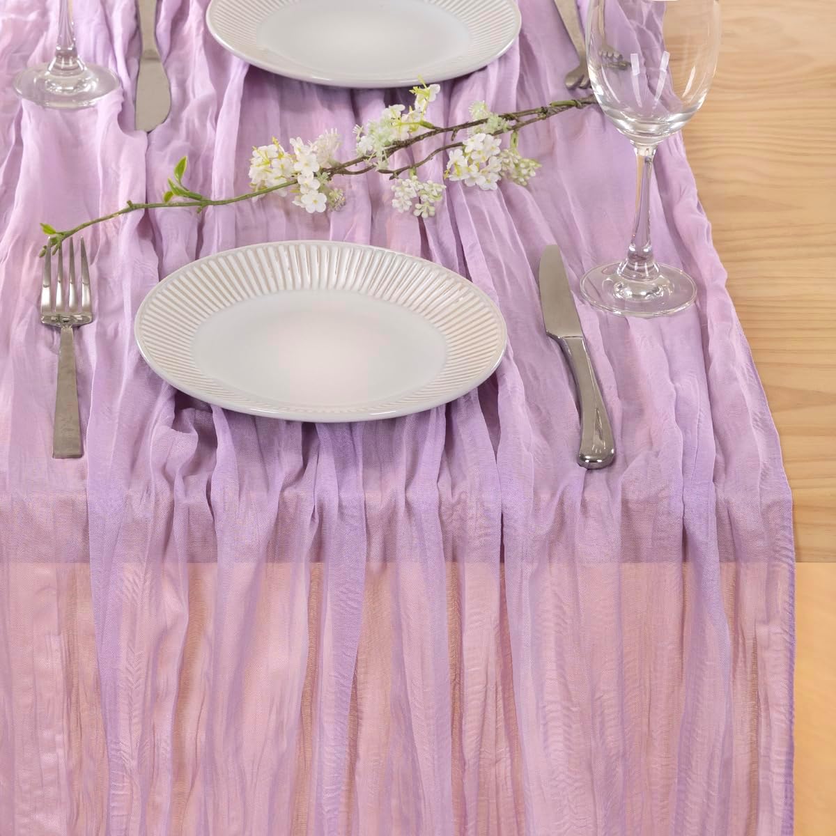 MLMC 8 Pack Lilac Purple Table Runner 10ft Rustic Lavender Cheesecloth Table Runner 35x120 Inches Gauze Cheese Cloth Decor for Fall Bridal Shower Baby Shower Birthday Wedding Decor