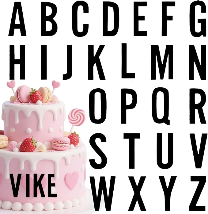 Matte Black Acrylic A-Z Alphabet Cake Toppers - Bold Personalized Letter Decorations for Modern Parties, Birthdays & Events - Durable & Versatile Dessert Accents