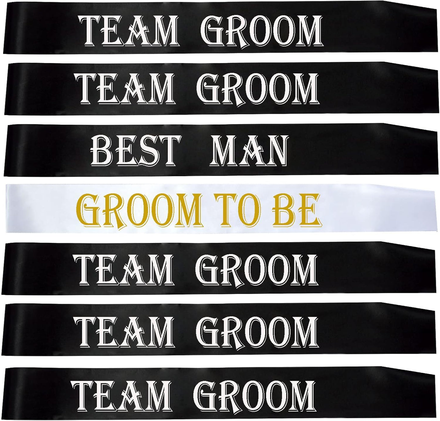 7 PCS Bachelorette Sashes Set for Groomsmen, Black Team Groom Sashes for Bachelor Bridal Shower Supplies Wedding Parties Decorations Favors Gifts