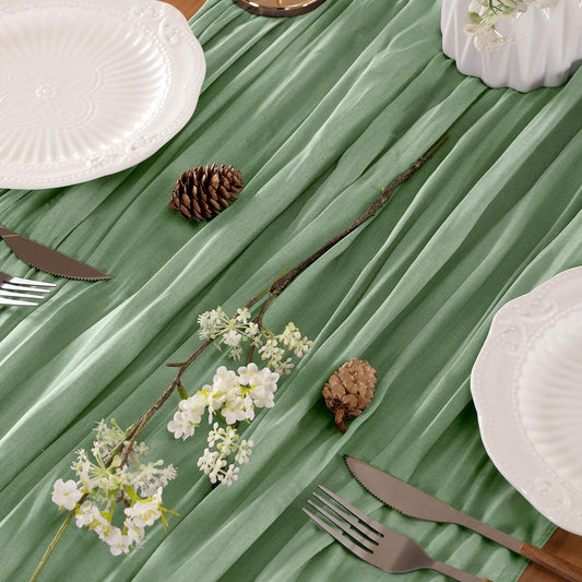 Sage Green Table Runner Cheesecloth Table Runner 4 Pack 14FT Farmhouse Table Runners 160 Inches Fall Table Decor Dining Room Centerpiece Wedding Boho Baby Shower Birthday